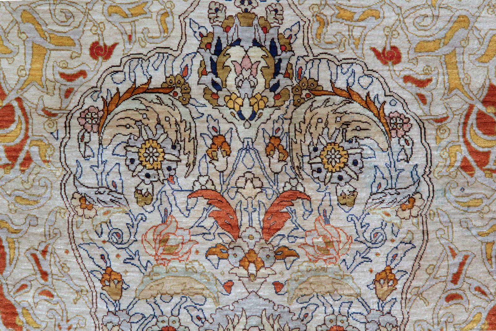 Handmade Carpet Pure Silk Rug, Elegant Turkish Herekeh Oriental Rugs photo 8500.0