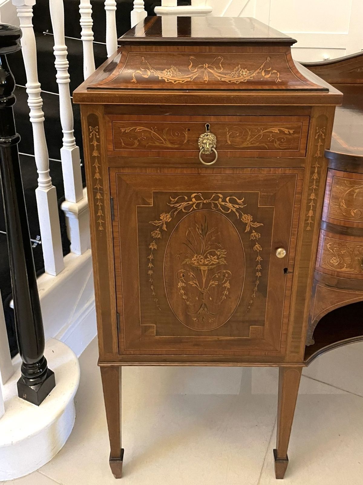 Fine Quality Antique 19th Century Mahogany Inlaid Marquetry Sideboard By Hewetsons, London photo buy
