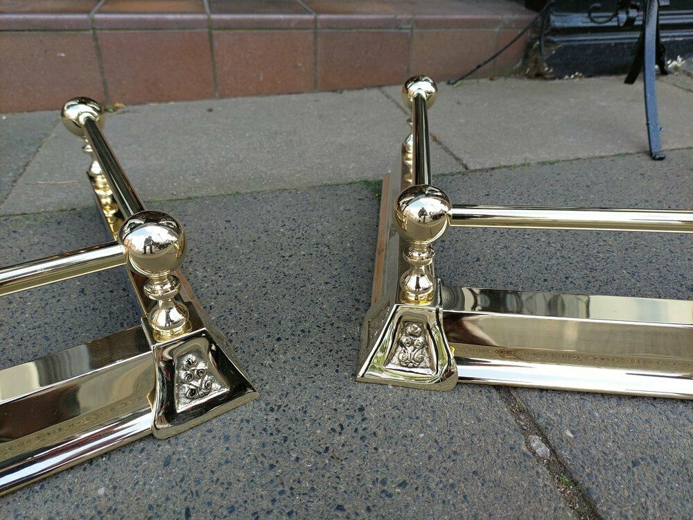 Pair Of Early 20thc Adjustable Brass Fenders photo furniture