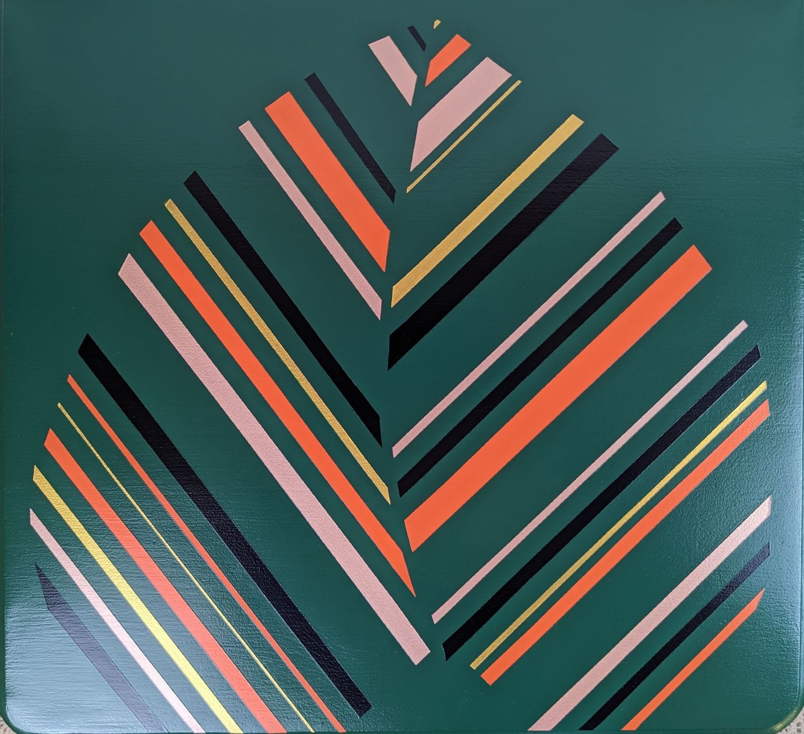 photo furniture Green Side Table With Colourful Stripes