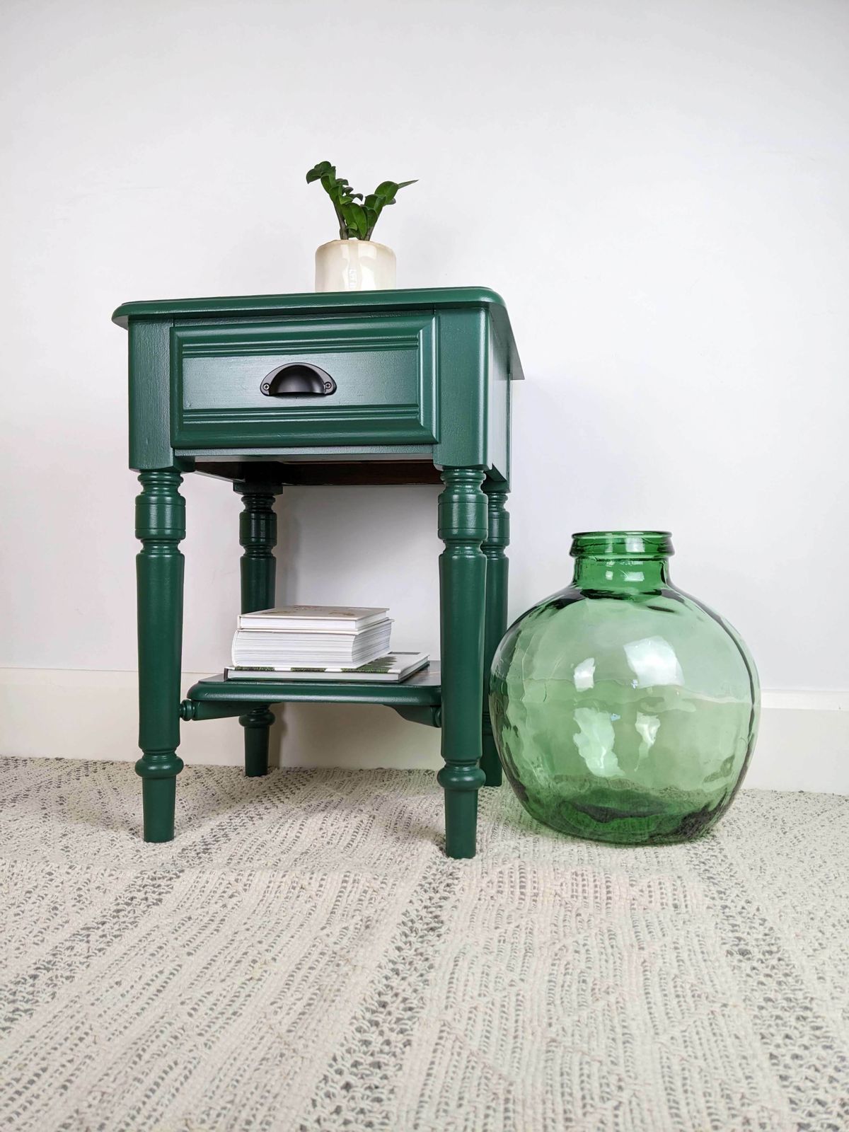Green Side Table With Colourful Stripes