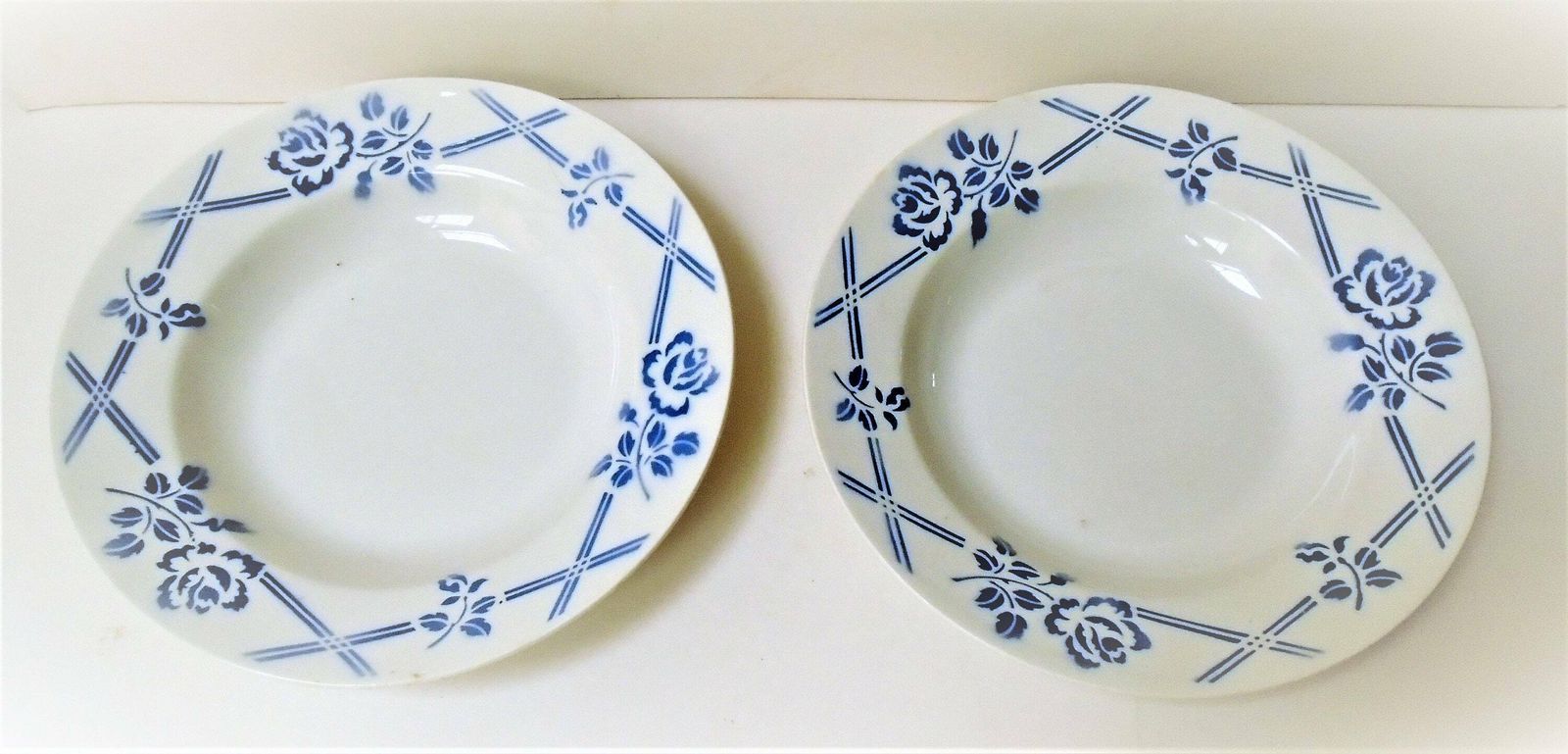 Antique French Moulin Des Loups Ironstone Terre De Feu, Blue Plates, 1930, Dresser Plate Or Serving Plates, 8 Available