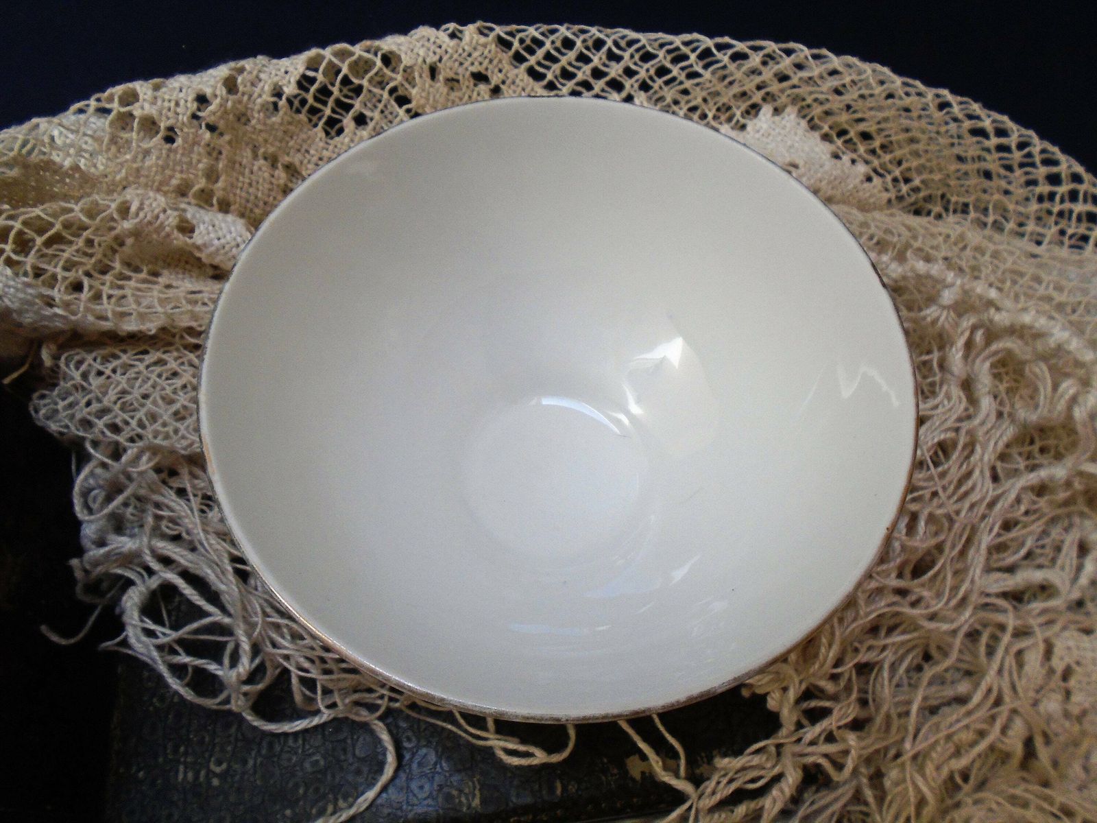 Vintage French Sarreguemines Sdv (Sarreguemines Digoin Vitry) Porcelain Cafe Au Lait Bowl, photo for sale