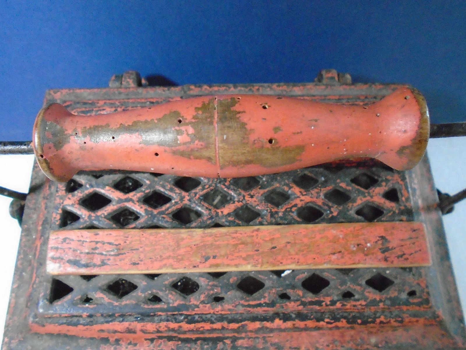 Antique French Enameled Cast Iron Foot Warmer, Kitchen Trivet, Fireplace Decor, Rustic Planter photo 68.0