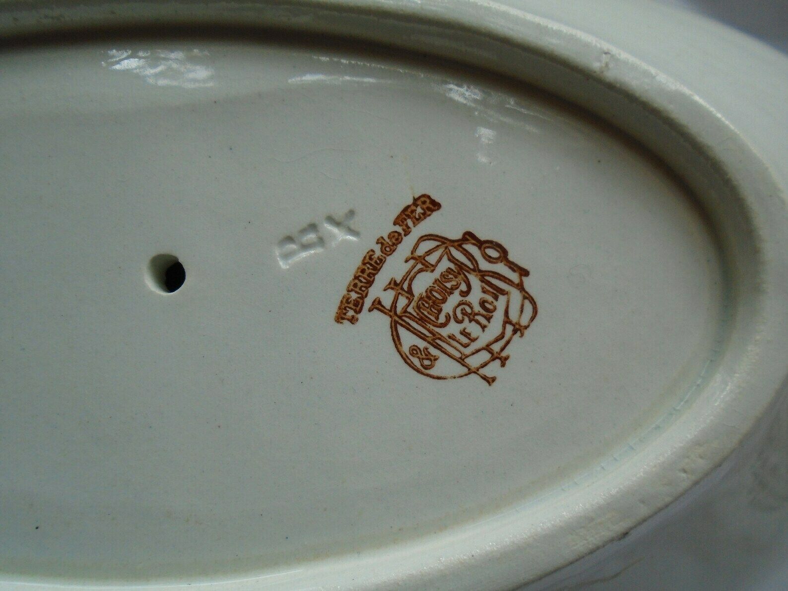 Beautiful Antique French Ironstone Choisy Le Roi Sauciere / Sauce Boat, Glazed Cream, Saucer Attached photo vinterior