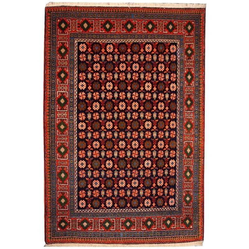 Chi Chi Shirvan Caucasian Rug Vintage 6.3 X 4.5 Ft Blue Orange Green