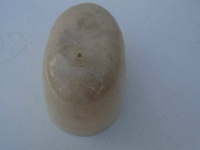 Antique French Stoneware Jelly / Jello Mold / Oval Rustic Farmhouse Ceramic Mould photo vintage