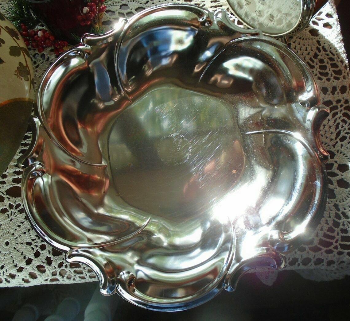 Vintage French 'Bergere De France' Silver Mid Century Metal Serving Dish, Circa 1950s, Christofle Styler photo furniture