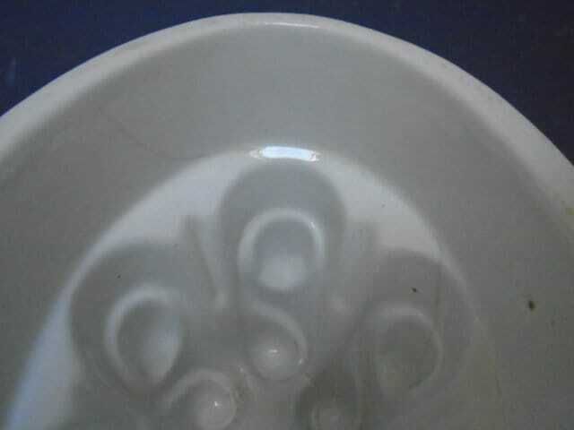 Antique French Stoneware Jelly / Jello Mold / Oval Rustic Farmhouse Ceramic Mould photo vinterior