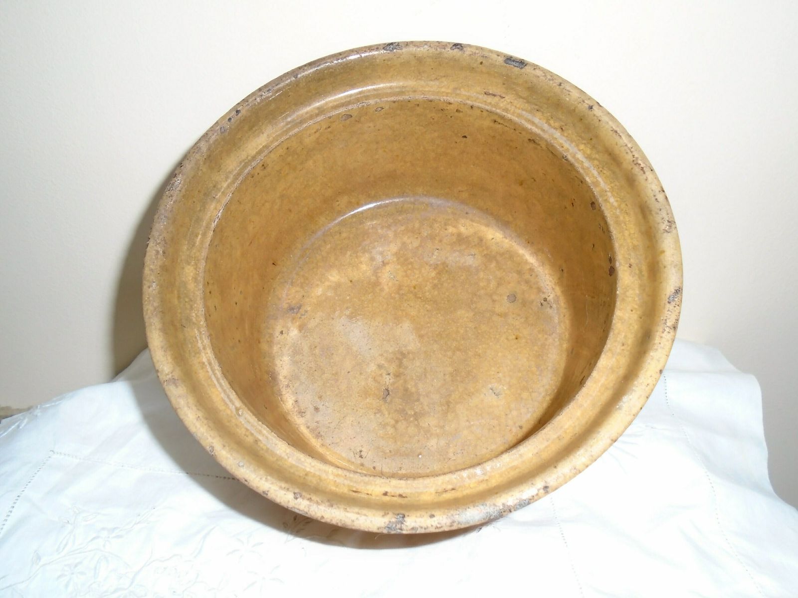 photo furniture Antique 1900 French Round Stoneware Terrine, Rillettes Terrine, Flower Pot, Rustic Farmhouse Pot, Round Stone Dish