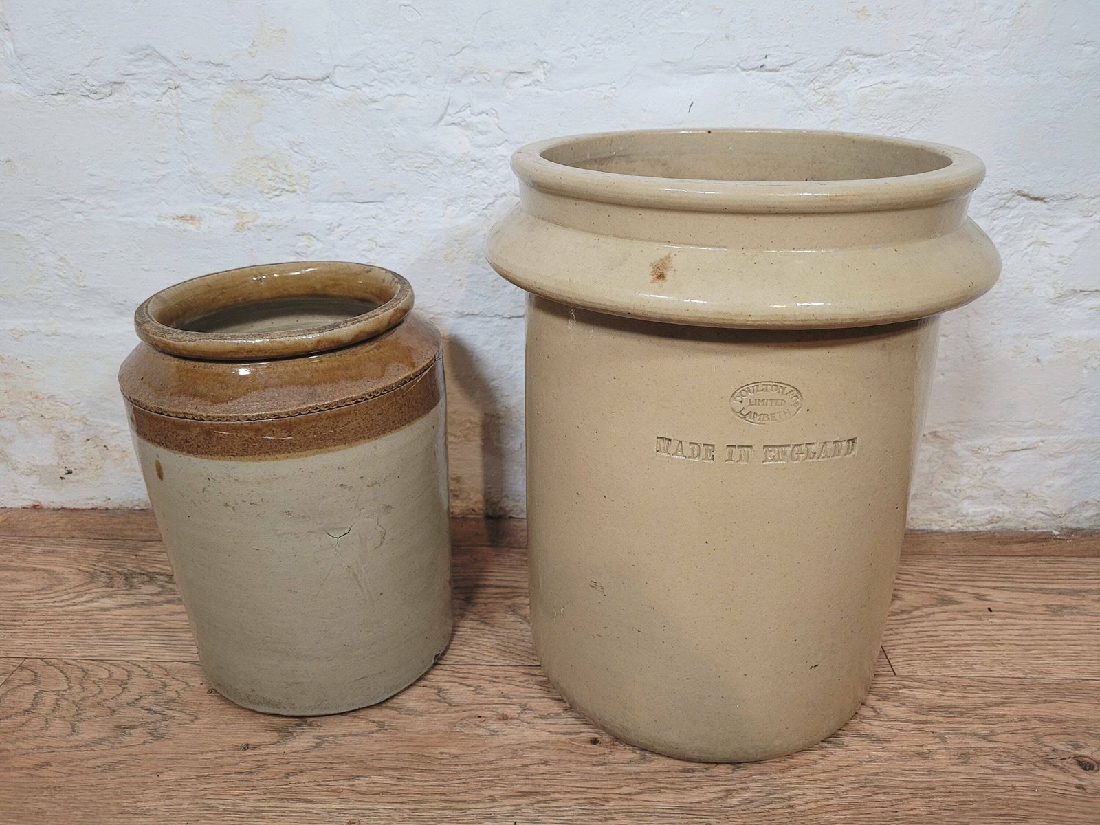 Doulton Ceramics / Pair Of Earthenware Pots / Antique Ceramic / Antique Pottery