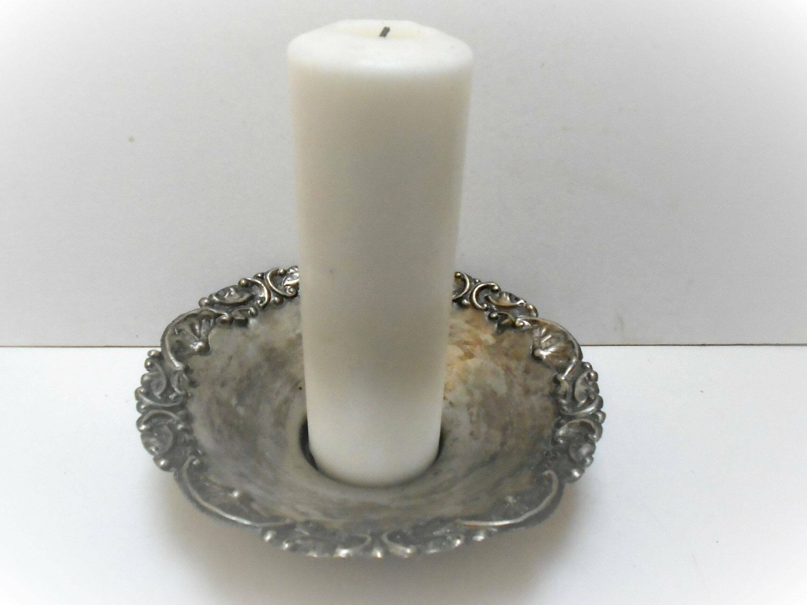 Antique French Metal Art Nouveau Silver Candle Holder, Circa 1920s, Wine Bottle Tray photo 60.0