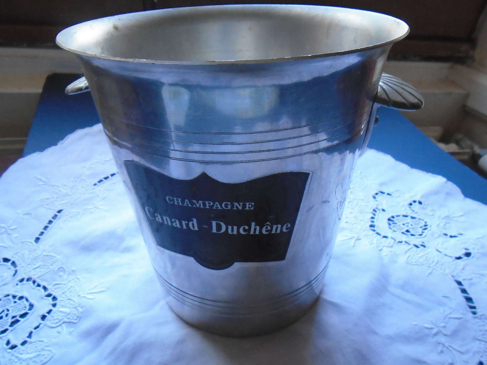 Vintage French Champagne Bucket / Cooler, Polished Aluminum, Canard Duchene Wine Cooler photo 58.0