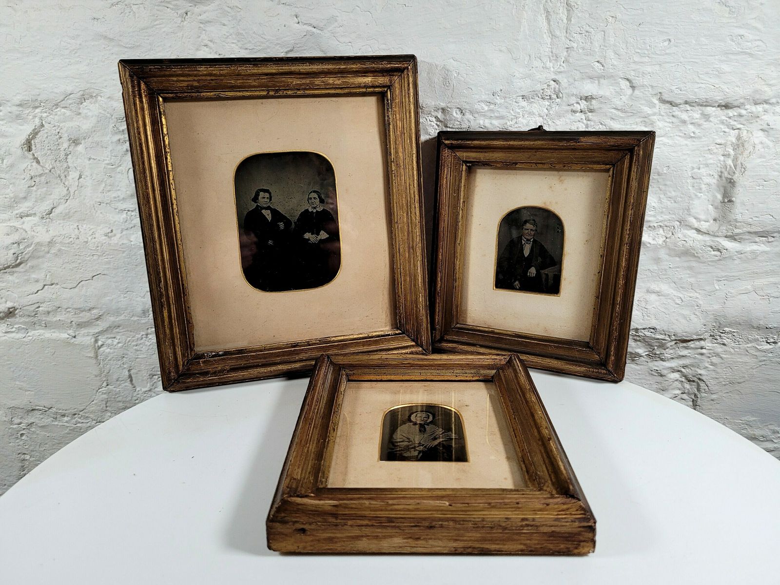 A Set Of Three Antique Ambrotype Miniatures / Antique Photographs / Victorian Photography photo furniture