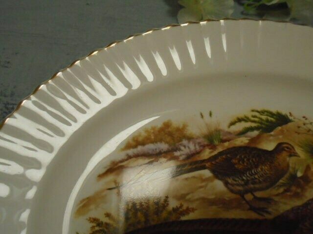 Large Vintage Oval White China Serving Plate With Pheasants / Thanksgiving Server / Turkey Or Game Serving Dish, Made In England photo for sale