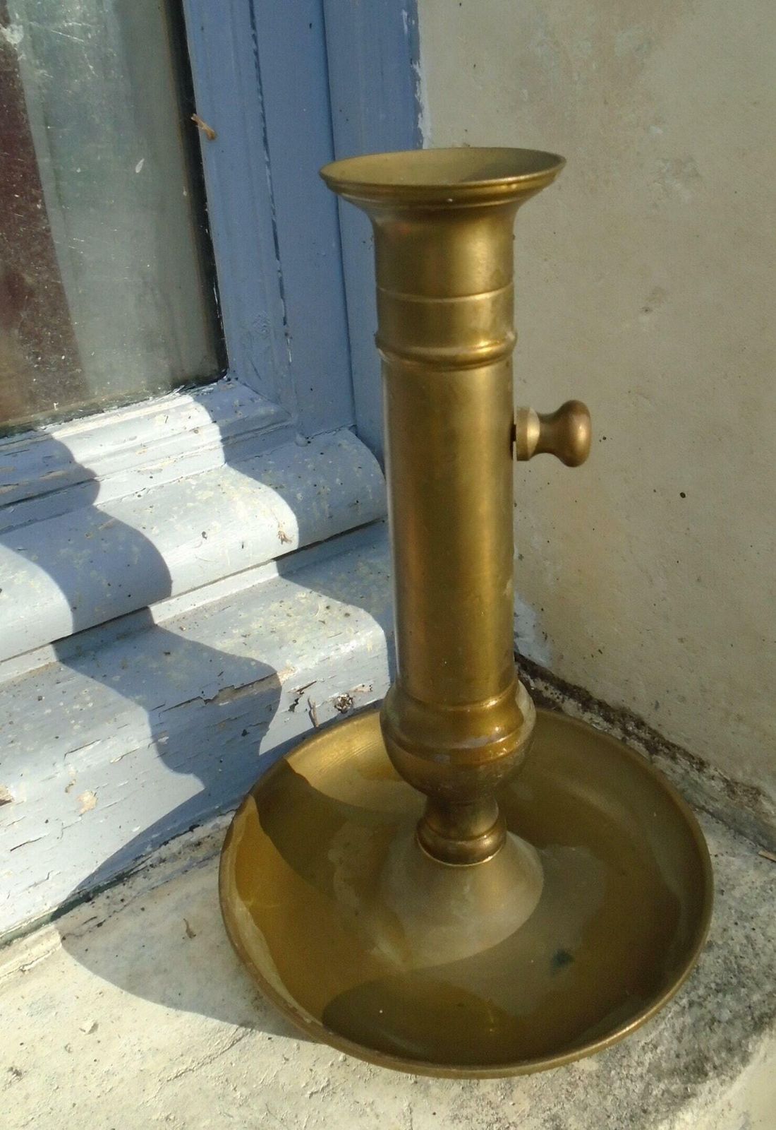 Vintage French Brass Push Up Hand Held Candle Holder, Heavy Candlestick, Wee Willie Winkle Candle Holder photo Home Decor