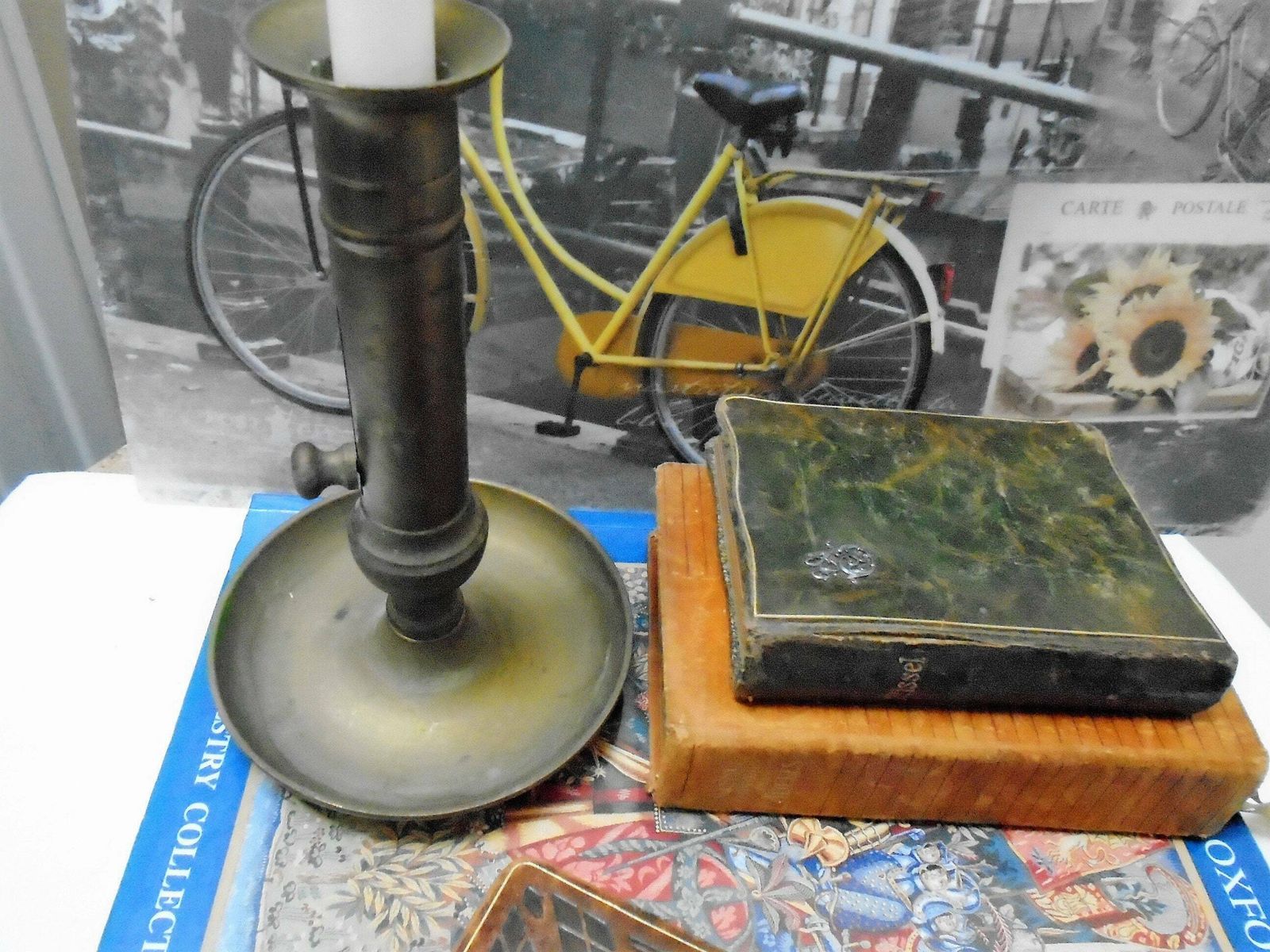 Vintage French Brass Push Up Hand Held Candle Holder, Heavy Candlestick, Wee Willie Winkle Candle Holder photo vintage
