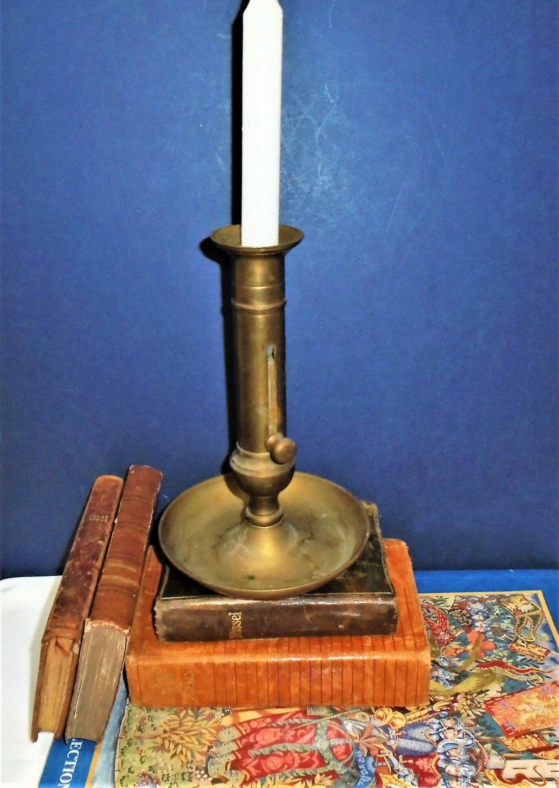 photo furniture Vintage French Brass Push Up Hand Held Candle Holder, Heavy Candlestick, Wee Willie Winkle Candle Holder