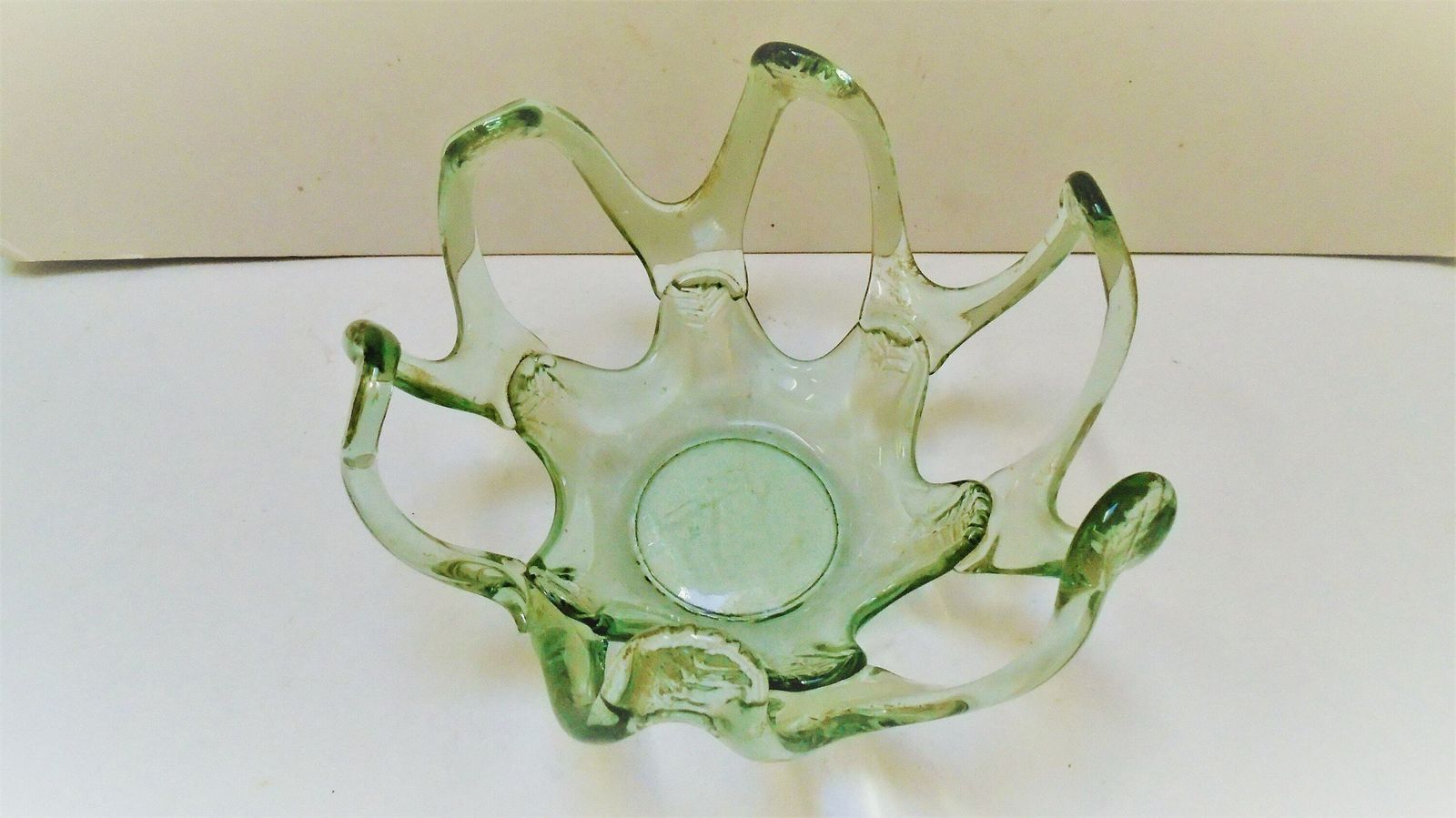 Beautiful Vintage French Transparent Pale Green Tinged Glass Bowl, Art Glass Gift, Fruit Bowl photo furniture