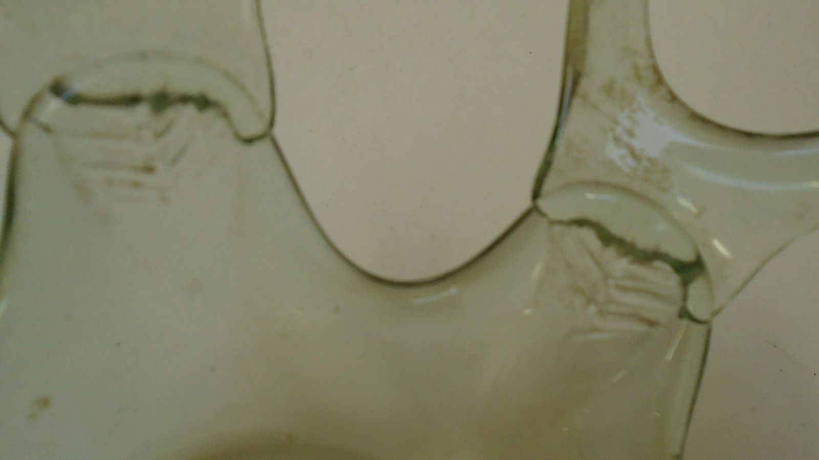 Beautiful Vintage French Transparent Pale Green Tinged Glass Bowl, Art Glass Gift, Fruit Bowl photo vinterior