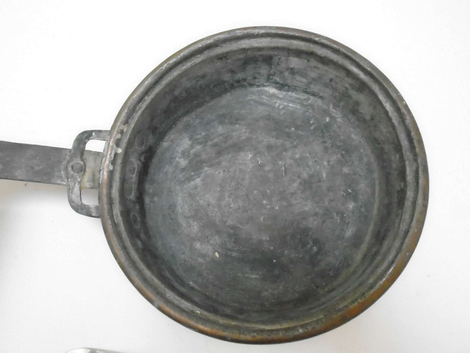 Antique French Hand Forged Solid Copper And Iron Skillet / Frying Pan / 9" Rolled Edges, Farmhouse Copper Decoration photo vintage