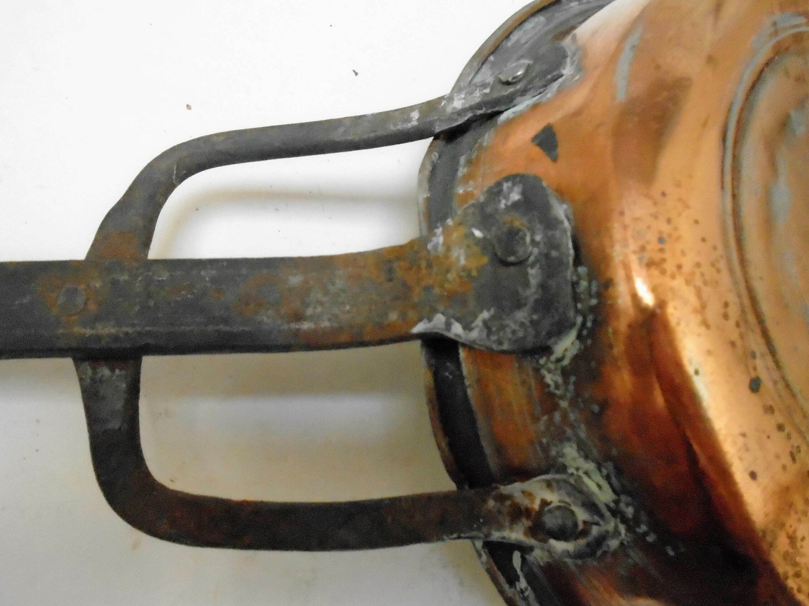 Antique French Hand Forged Solid Copper And Iron Skillet / Frying Pan / 6 1/2", Farmhouse Wall Copper photo Home Decor
