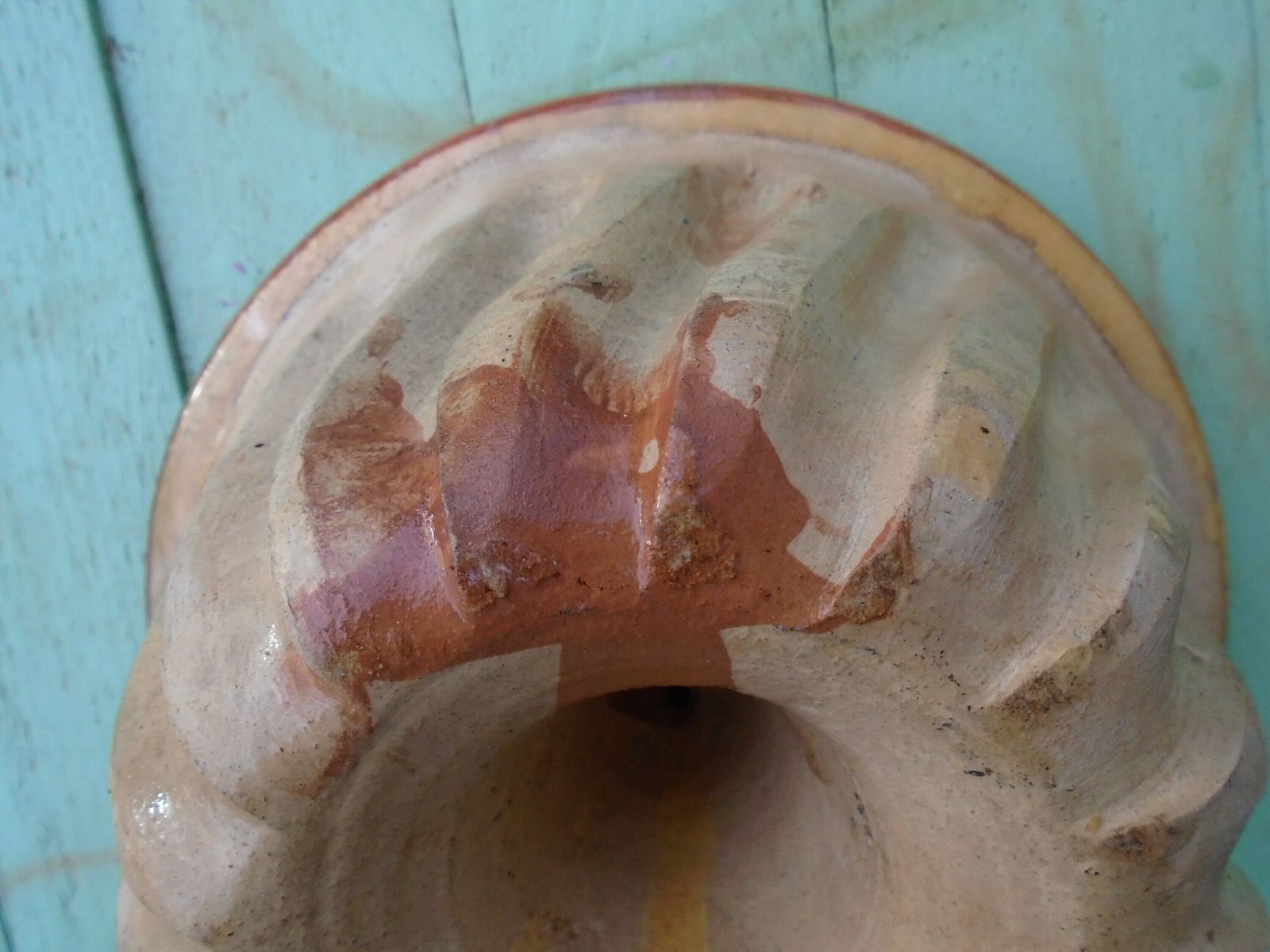 Vintage French Primitive Terracotta Kouglof Mold / Brioche / Cake Mold / Bundt Pan Circa 1950 photo 62.0