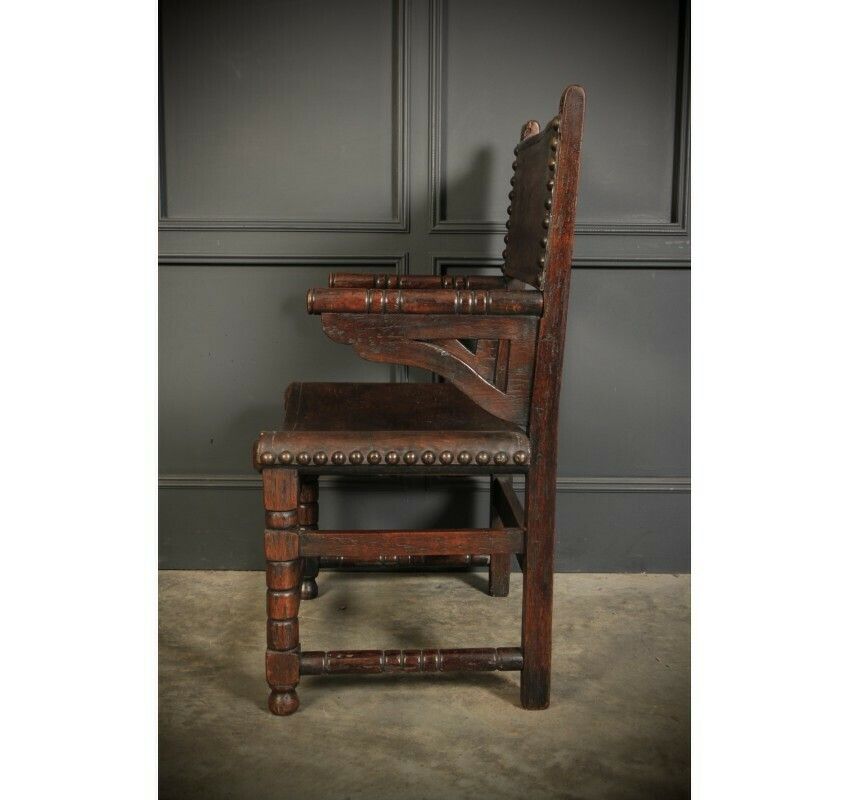 Pair Of Oak And Leather Armchairs photo for sale