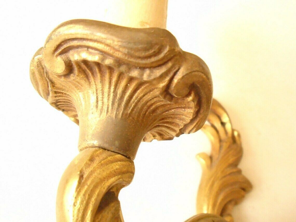 Single Antique French Bronze Rococo Wall Candle Sconce, Art Nouveau Candle Holders, Electric Wall Sconce photo vinterior