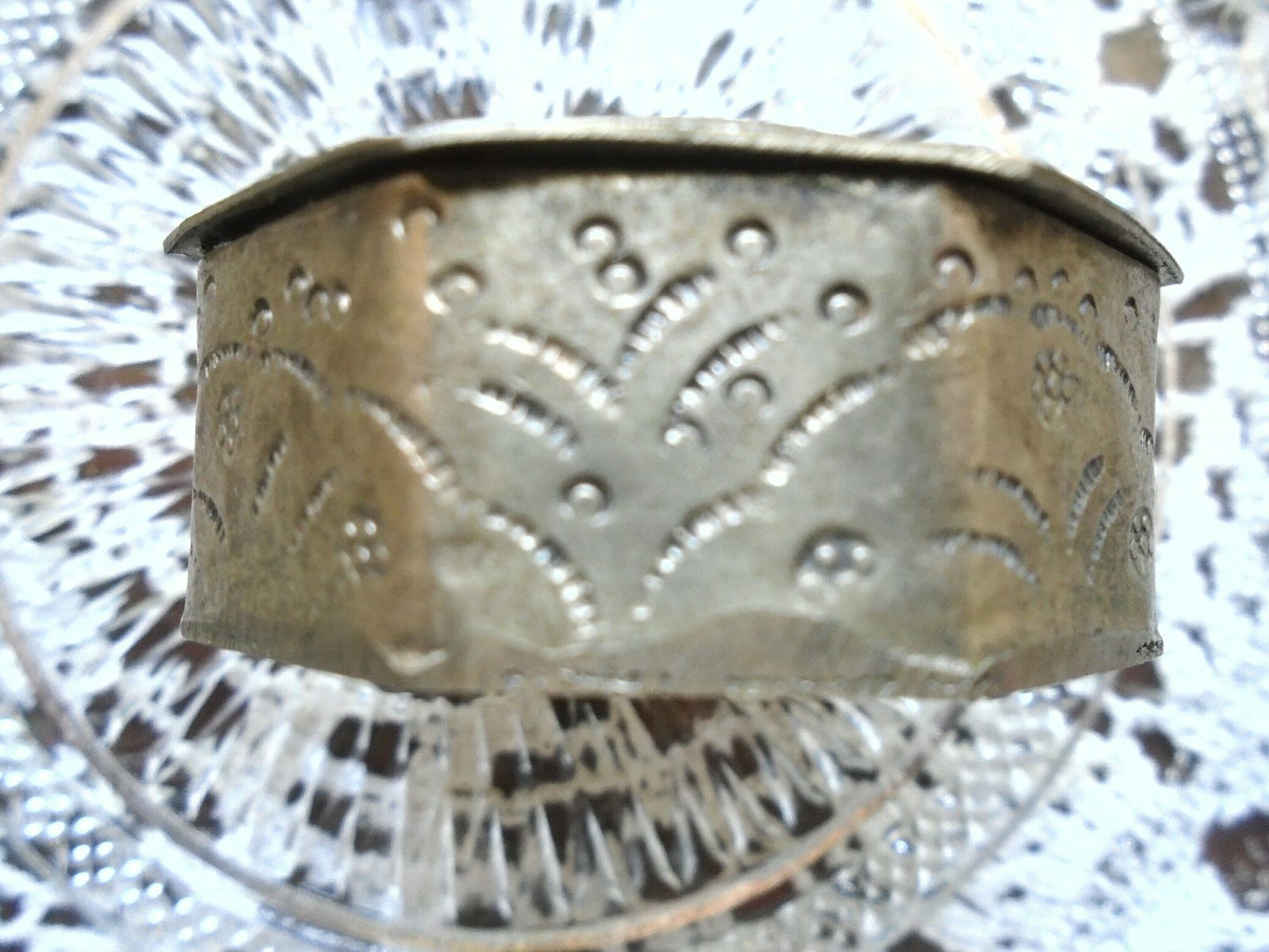 Vintage Silver Trinket Tin With Enamel Hand Painted Inlay photo vinterior