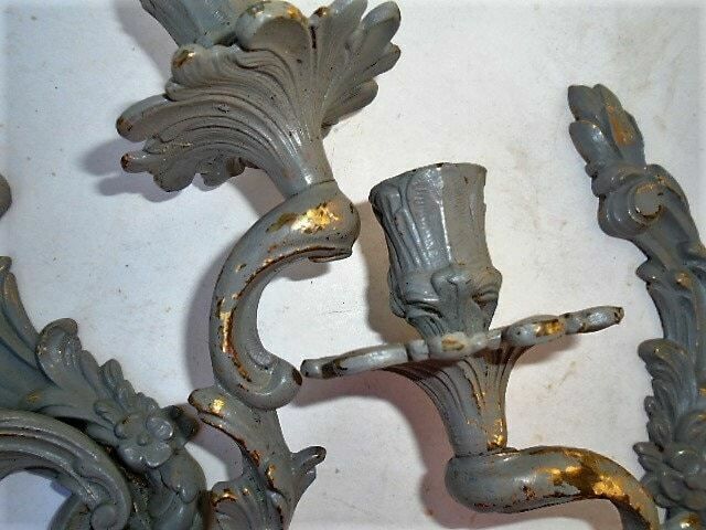 Pair Of Vintage French Art Nouveau Style, Baroque / Rococo, Bronze Wall Lights / Sconces, Shabby Chic Lights photo buy