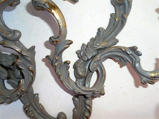 Lighting Pair Of Vintage French Art Nouveau Style, Baroque / Rococo, Bronze Wall Lights / Sconces, Shabby Chic Lights photo