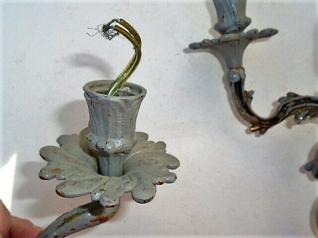 photo buy Pair Of Vintage French Art Nouveau Style, Baroque / Rococo, Bronze Wall Lights / Sconces, Shabby Chic Lights
