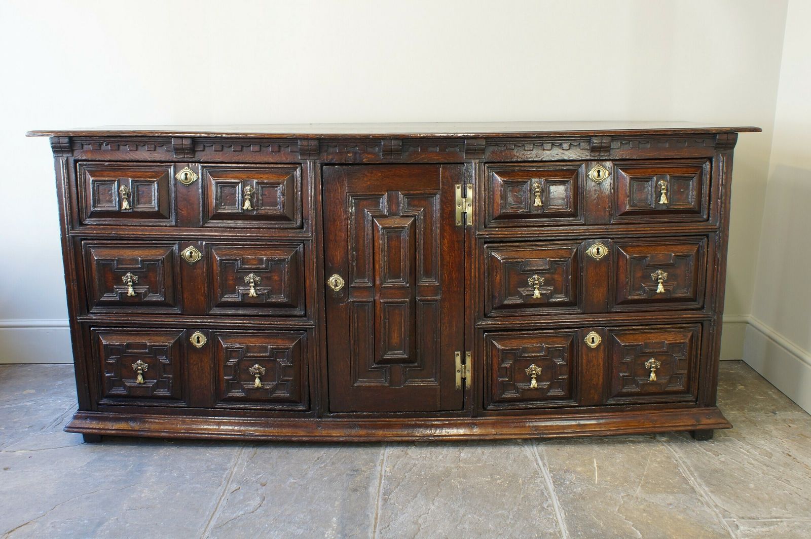 17th Century Oak Cushion Moulded Dresser Base photo furniture