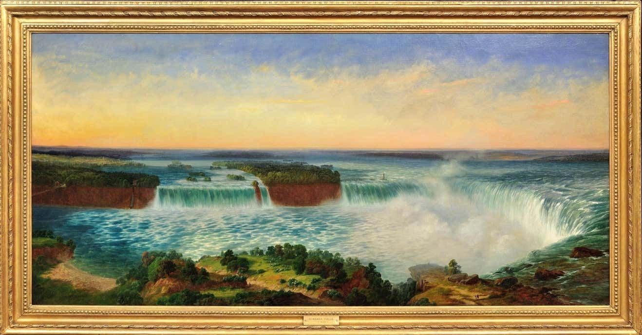 Alexandre Le Bihan 1839 To  1924. Niagara Falls. Framed Large Landscape Oil Painting. Circa 1870 French Artist. Ontario & New York State.