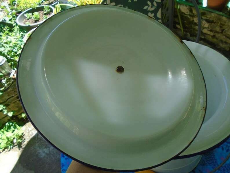 Vintage French Extra Large White Enamel Bucket  Churn With Lid 1950s Bathroom Nappy  Clothes Washing Bucket Large Milk Churn photo vintage