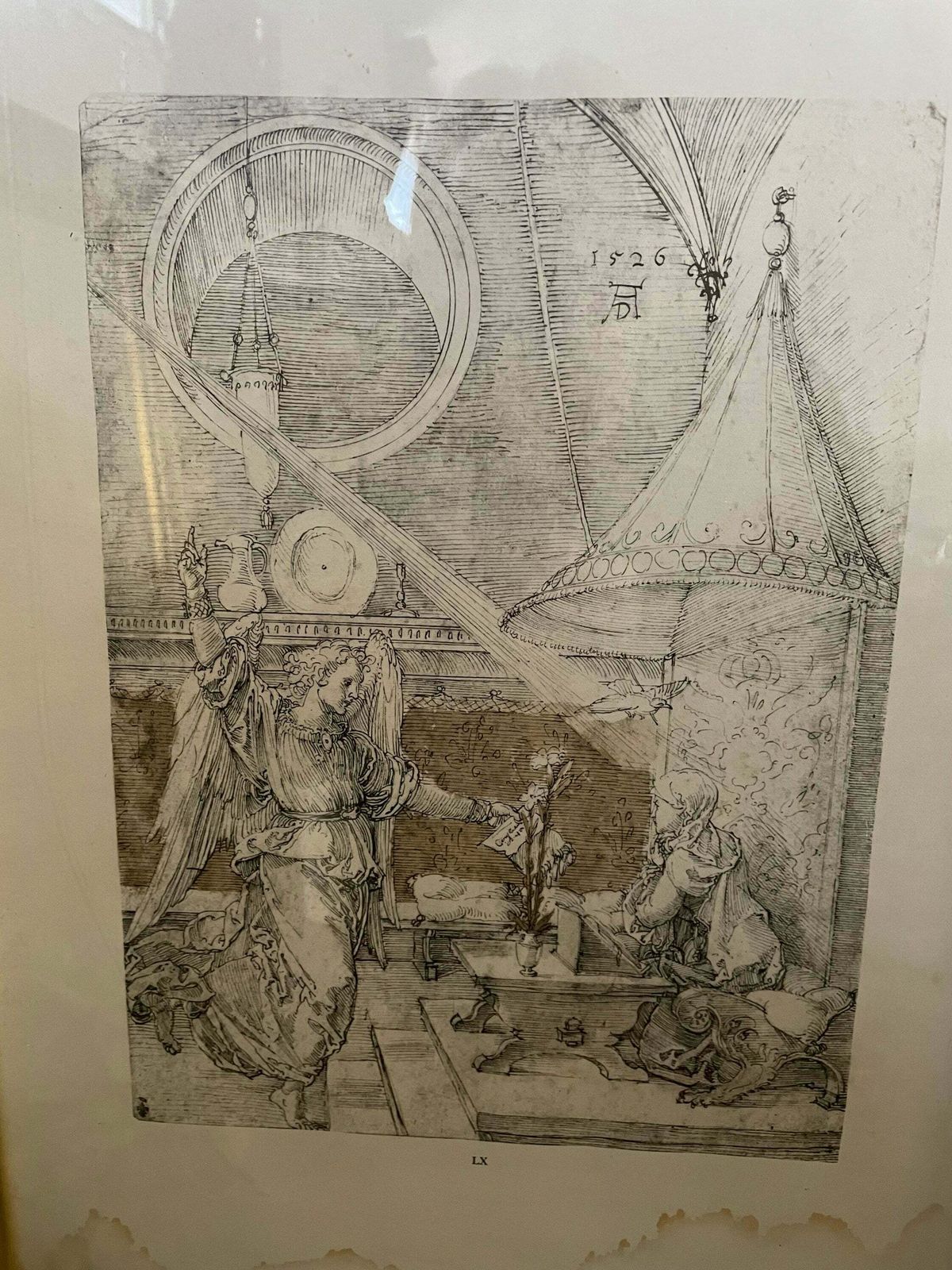 The Annunciation Albrecht Durer German Etching 1526 Rare Print Gold Frame photo buy
