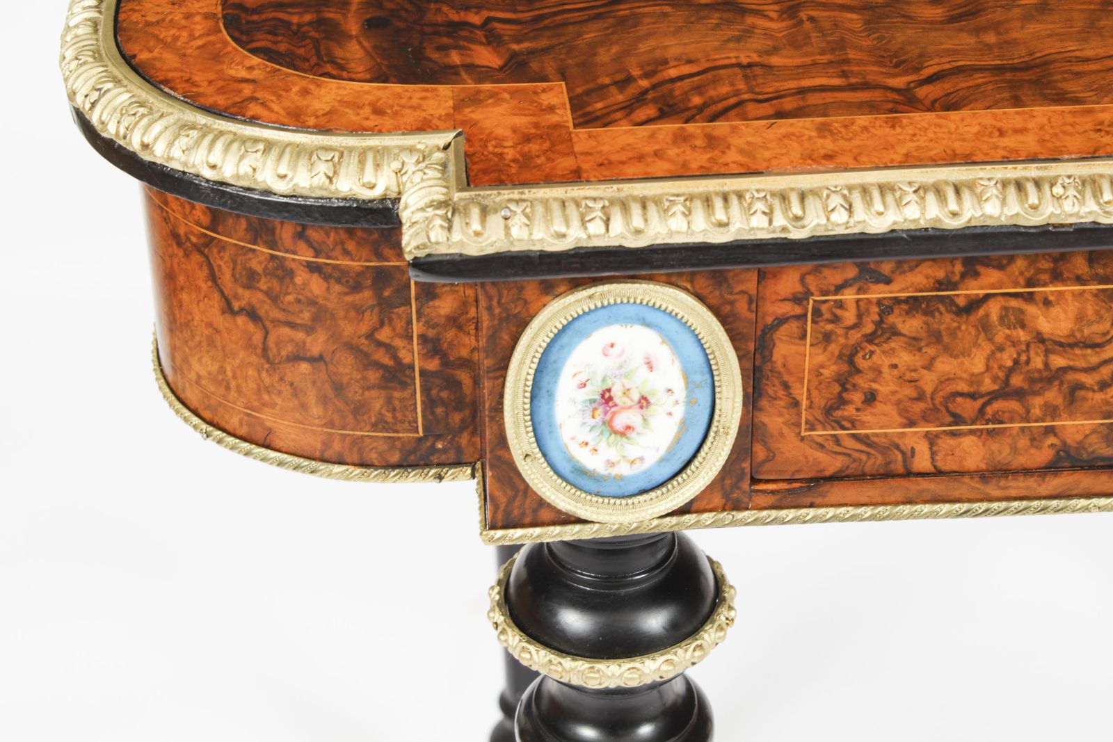 Antique French Burr Walnut Sevres & Ormolu Mounted Writing Desk   19th C photo buy