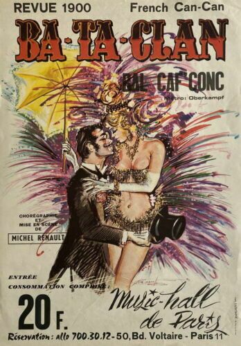 Deco Bataclan French Can Can Music Hall De Paris Original Poster 70'