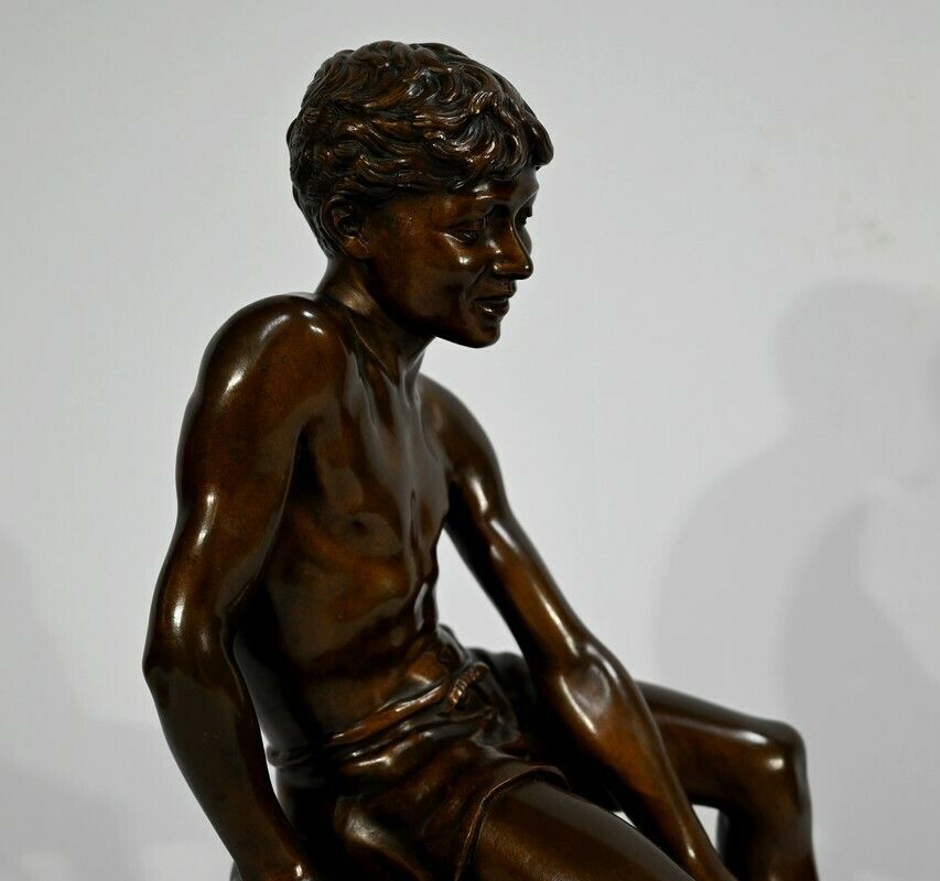 Bronze "Child With A Landing Net", Signed R.Guillaume   Xxth photo 3635.9