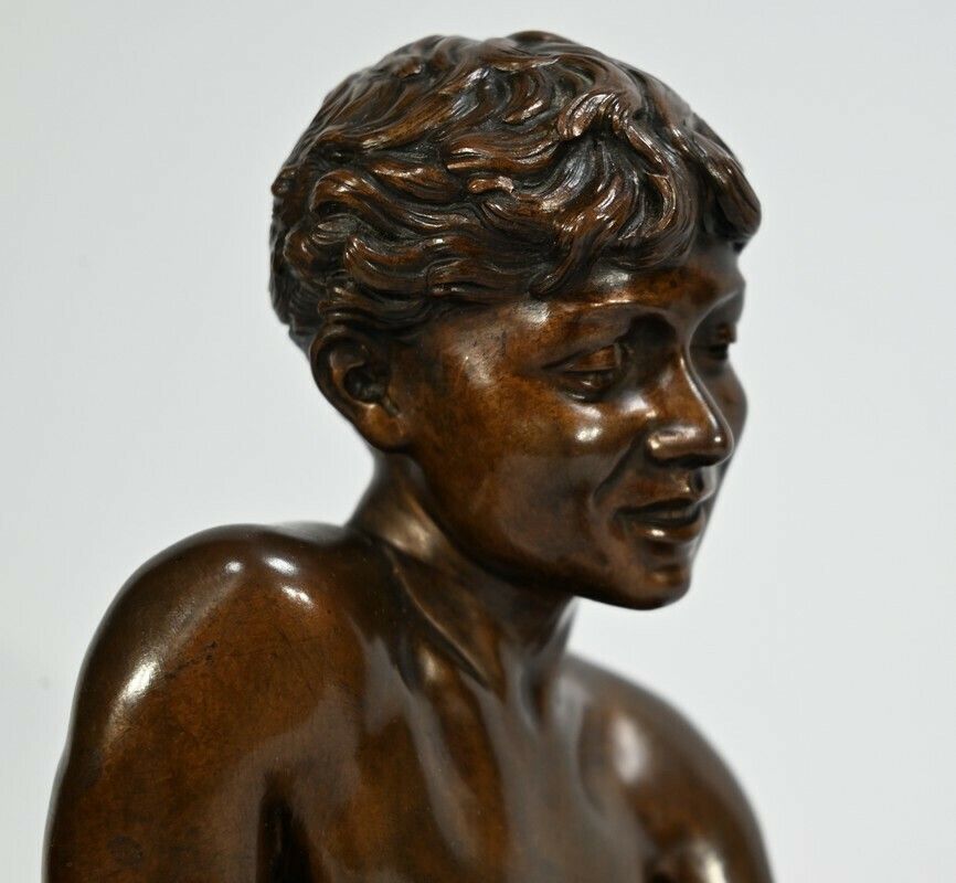 Bronze "Child With A Landing Net", Signed R.Guillaume   Xxth photo buy