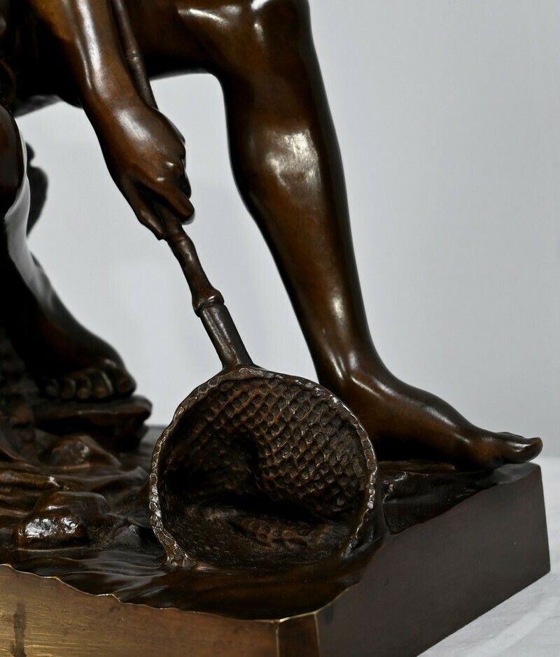photo for sale Bronze "Child With A Landing Net", Signed R.Guillaume   Xxth