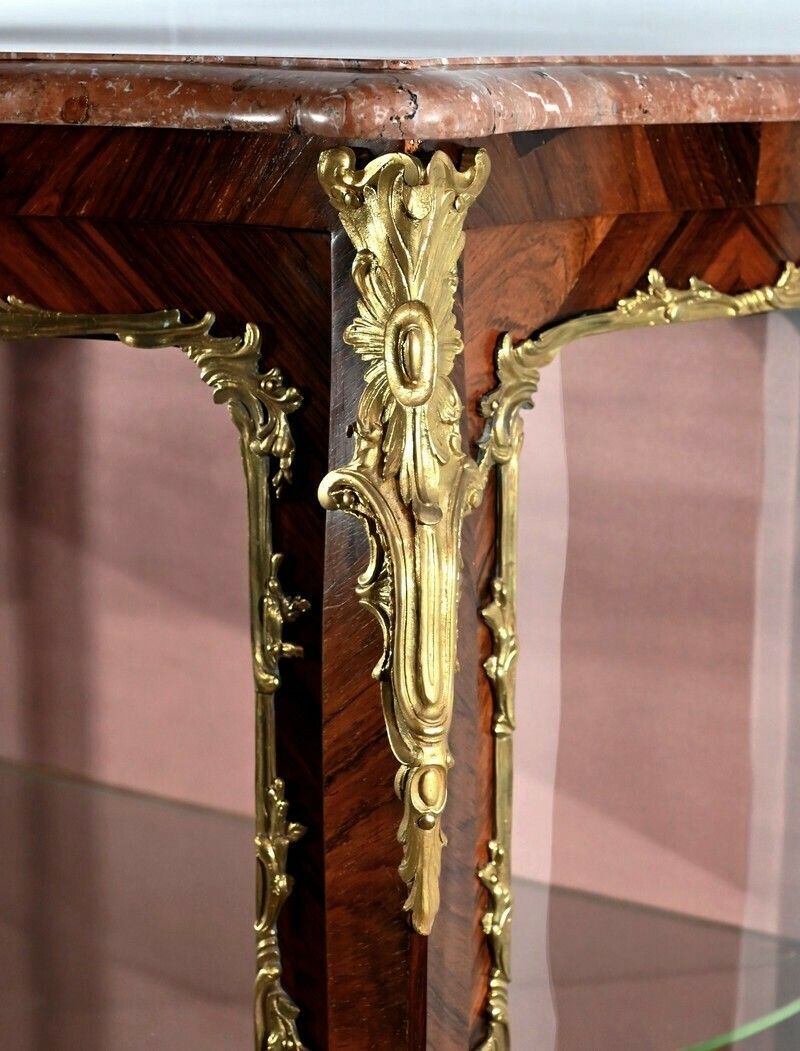 photo furniture Showcase 2 Doors In Rosewood, Louis XV Style, Napoleon III Period,  Mid 19th Century
