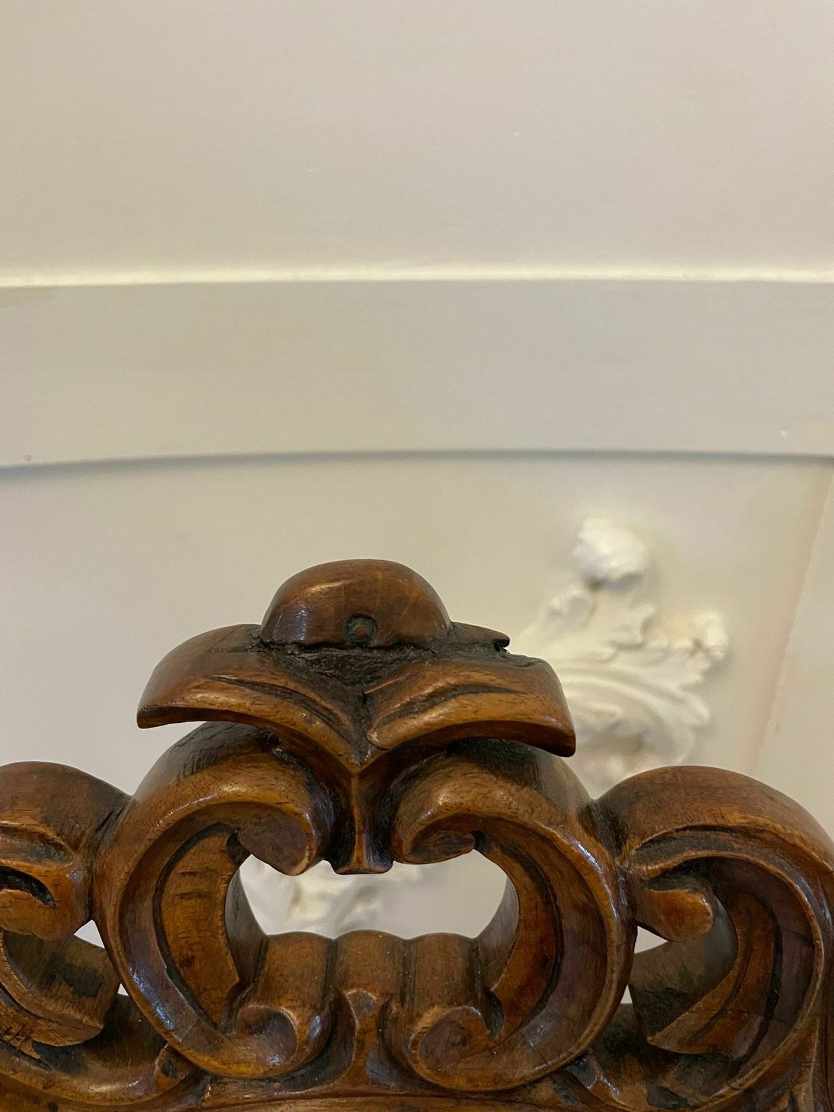 Furniture Antique 19th Century Carved Walnut Side Chair photo