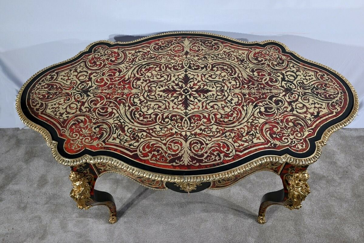 Table D'apparat Violonée In Blackened Poirier Boulle Style Napoleon III Period  Mid 19th Century photo 8519.13