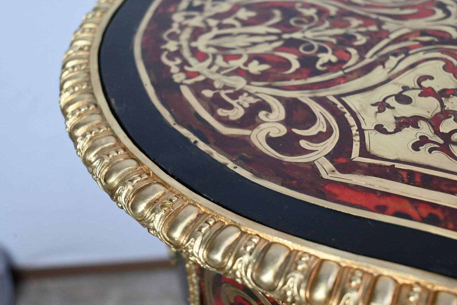 photo for sale Table D'apparat Violonée In Blackened Poirier Boulle Style Napoleon III Period  Mid 19th Century