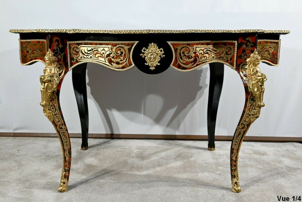 photo vinterior Table D'apparat Violonée In Blackened Poirier Boulle Style Napoleon III Period  Mid 19th Century
