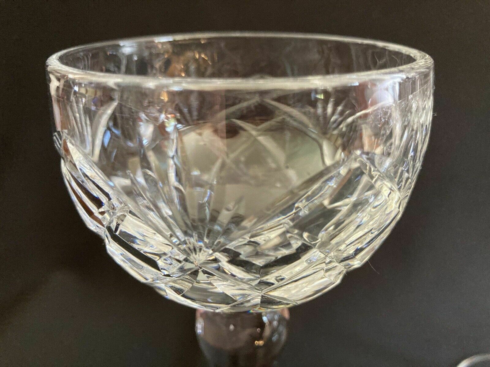 Vintage 1970s Set Of 6 Tall Handblown Cut Glass Hock Wine Glasses photo 80.0