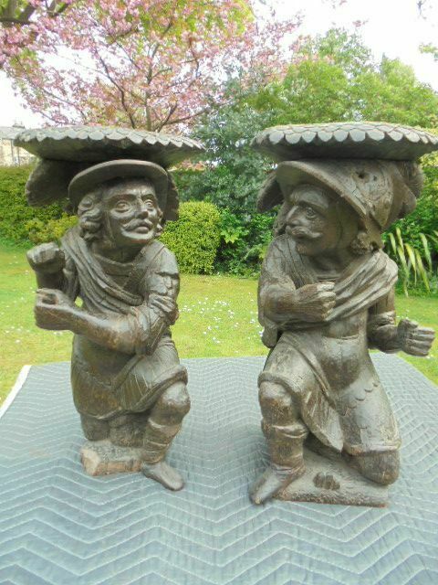 Pair Of Antique Carved Oak Black Forest Stools C.1800 photo furniture