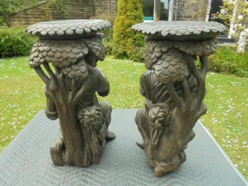 Pair Of Antique Carved Oak Black Forest Stools C.1800 photo vinterior